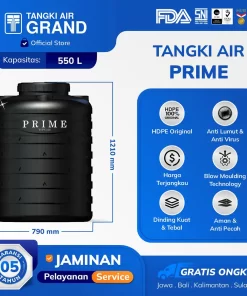 Tangki Toren Tandon Air Prime 550 Liter Hitam