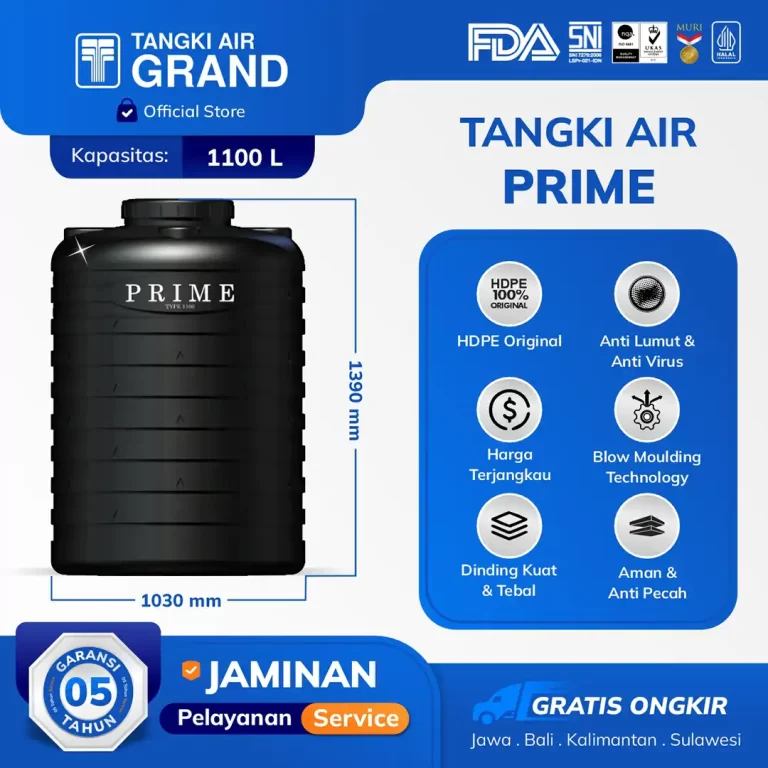 Tangki Toren Tandon Air Prime 1100 Liter Hitam