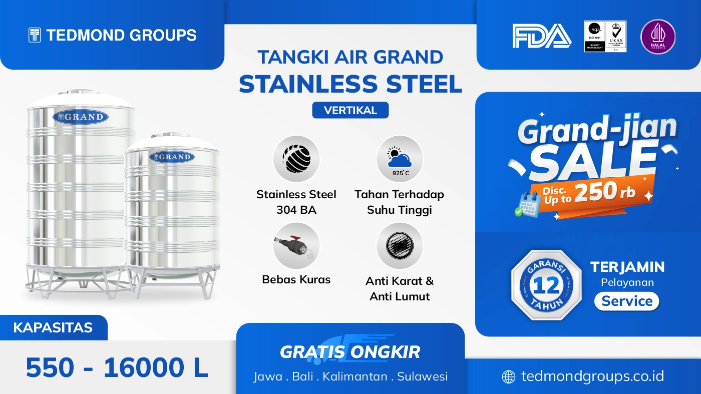 Tangki Air Stainless Vertikal Grand