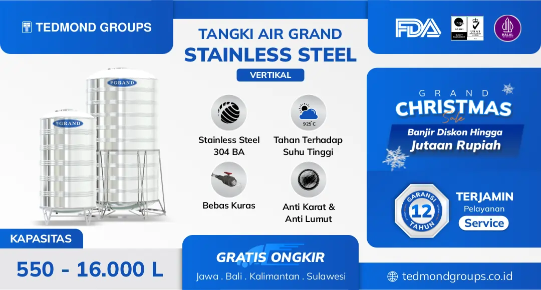 Tangki Air Stainless Stell Vertikal Grand