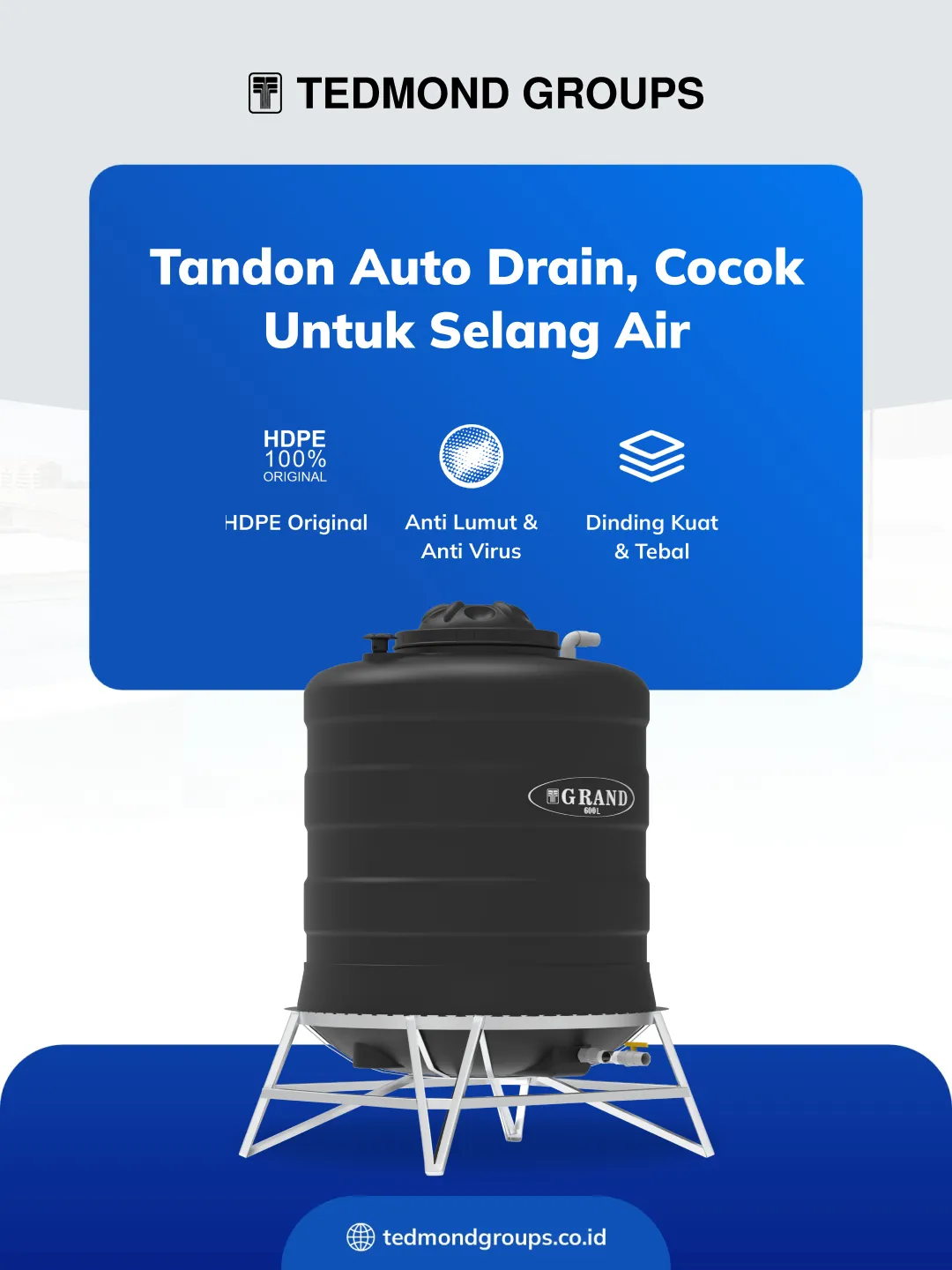 Tandon Auto Drain, Cocok Untuk Selang Air
