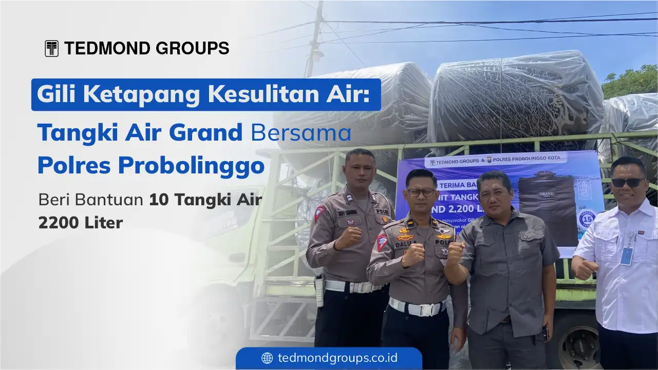 Gili Ketapang Kesulitan Air Tangki Air Grand Bersama Polres Probolinggo Beri Bantuan 10 Tangki Air 2200 Liter
