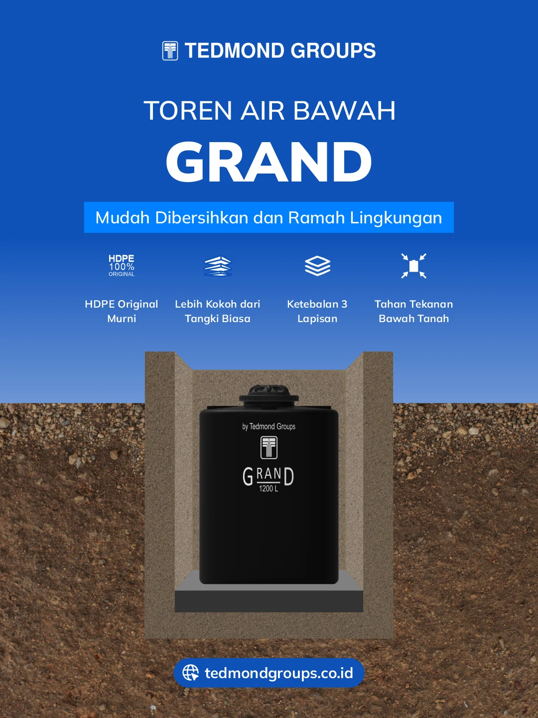 Toren Air Bawah Grand, Mudah Dibersihkan Dan Ramah Lingkungan