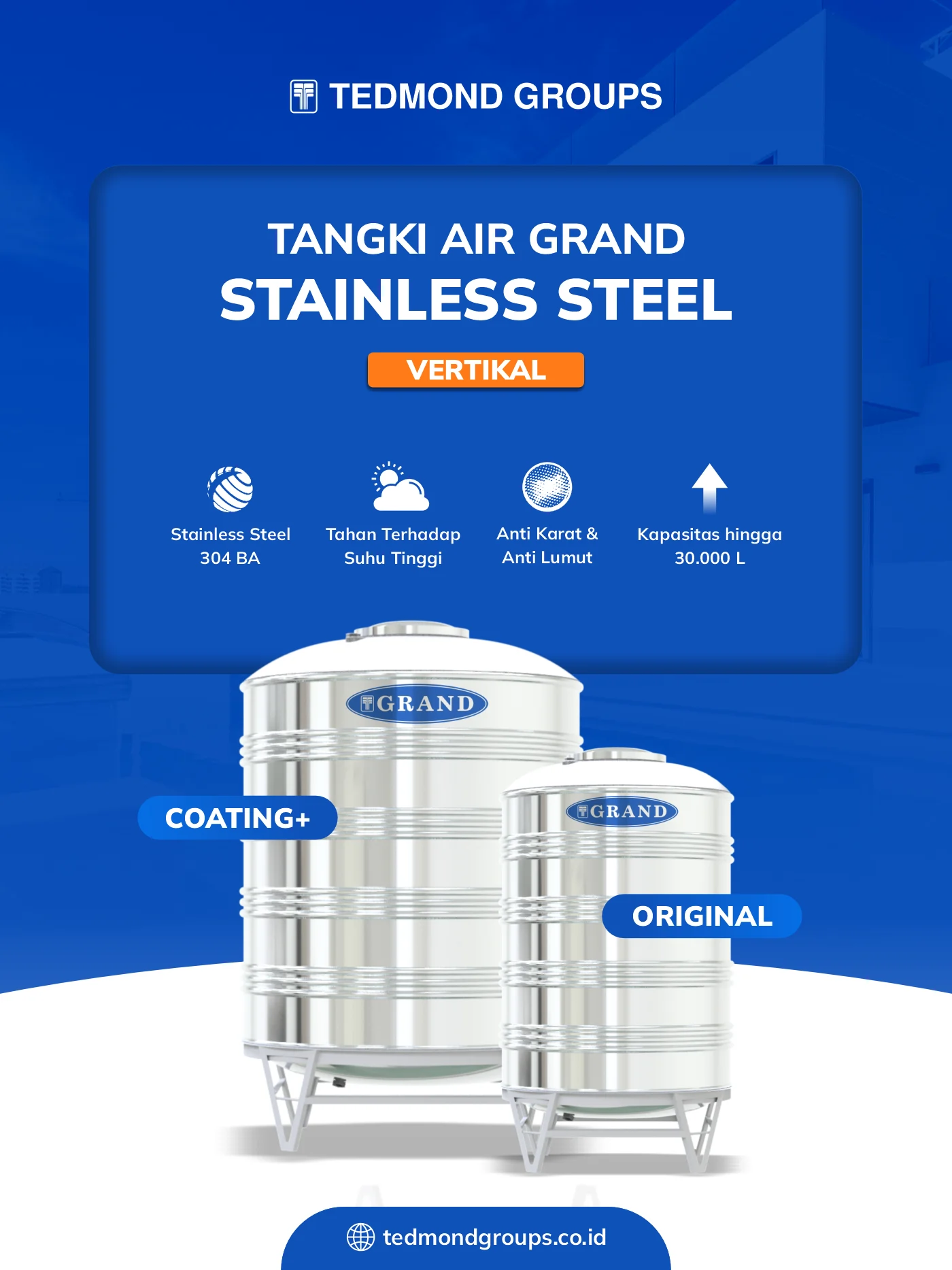 Tandon Air Stainless Grand, Awet Dan Mudah Dibersihkan