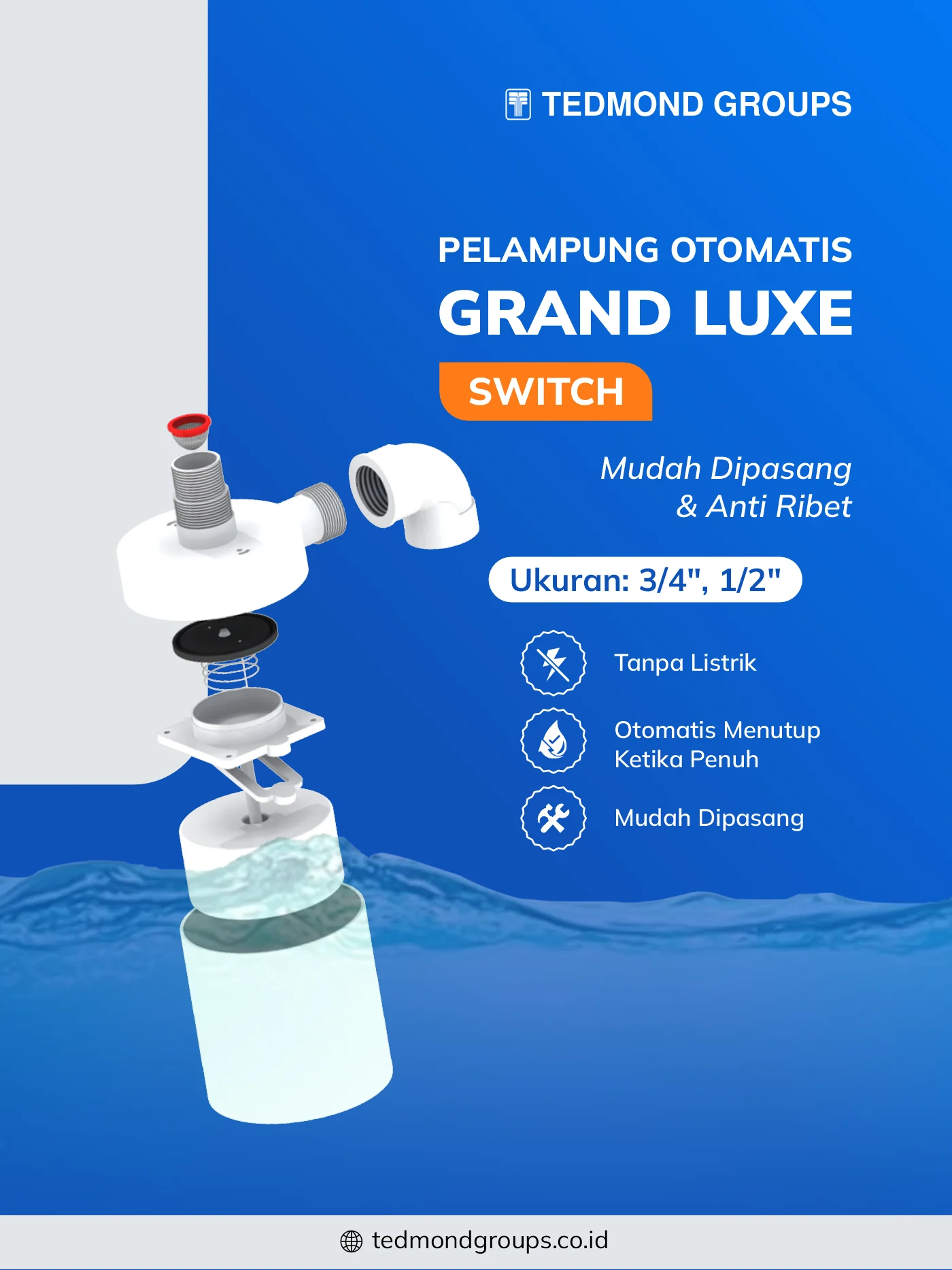 Pelampung otomatis grand luxe switch mudah dipasang tanpa ribet