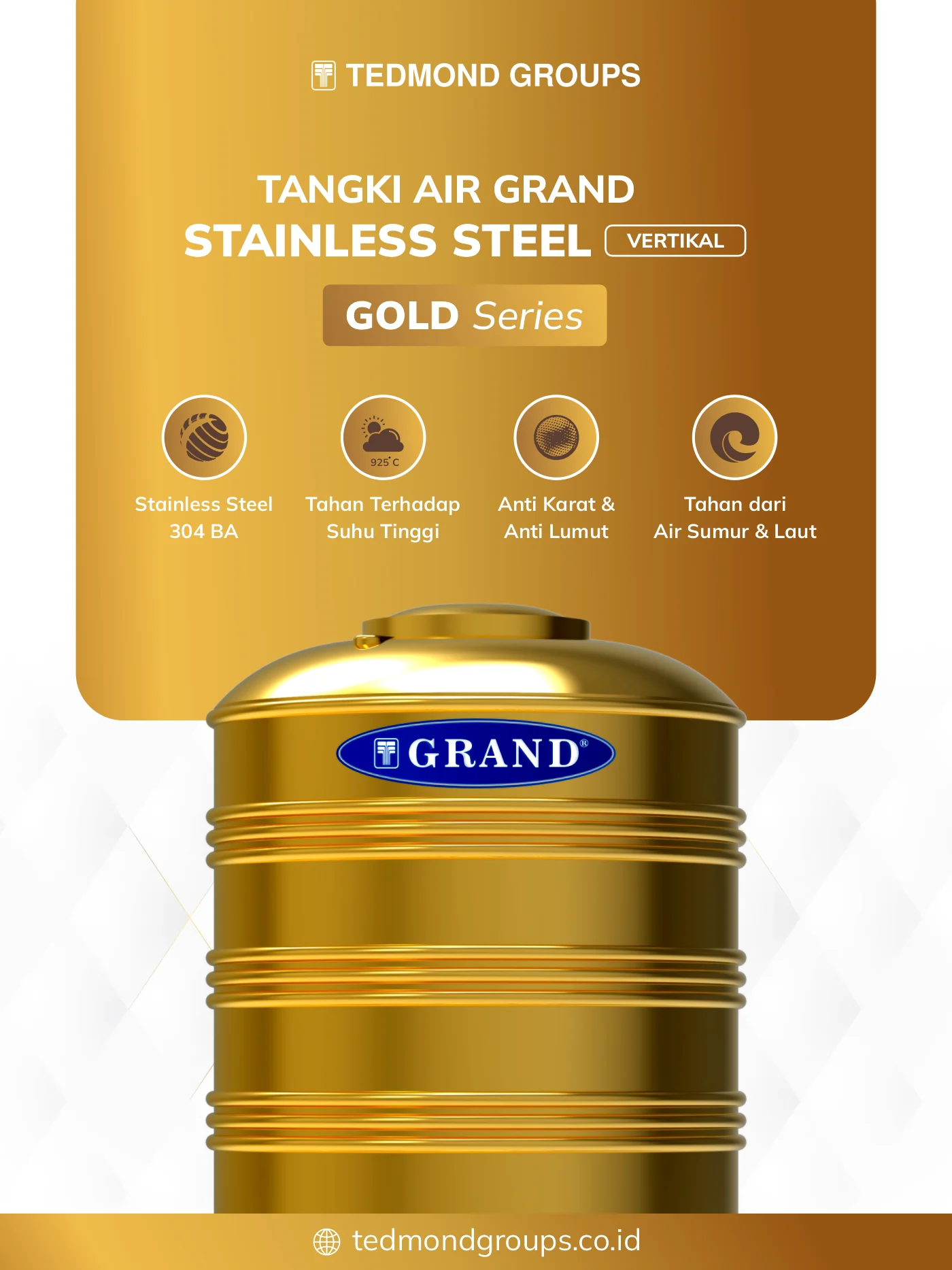 Tangki air stainless gold grand