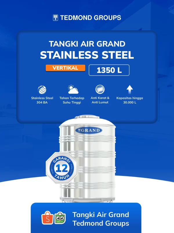 Harga toren stainless 304 ba dari merk grand kualitas premium