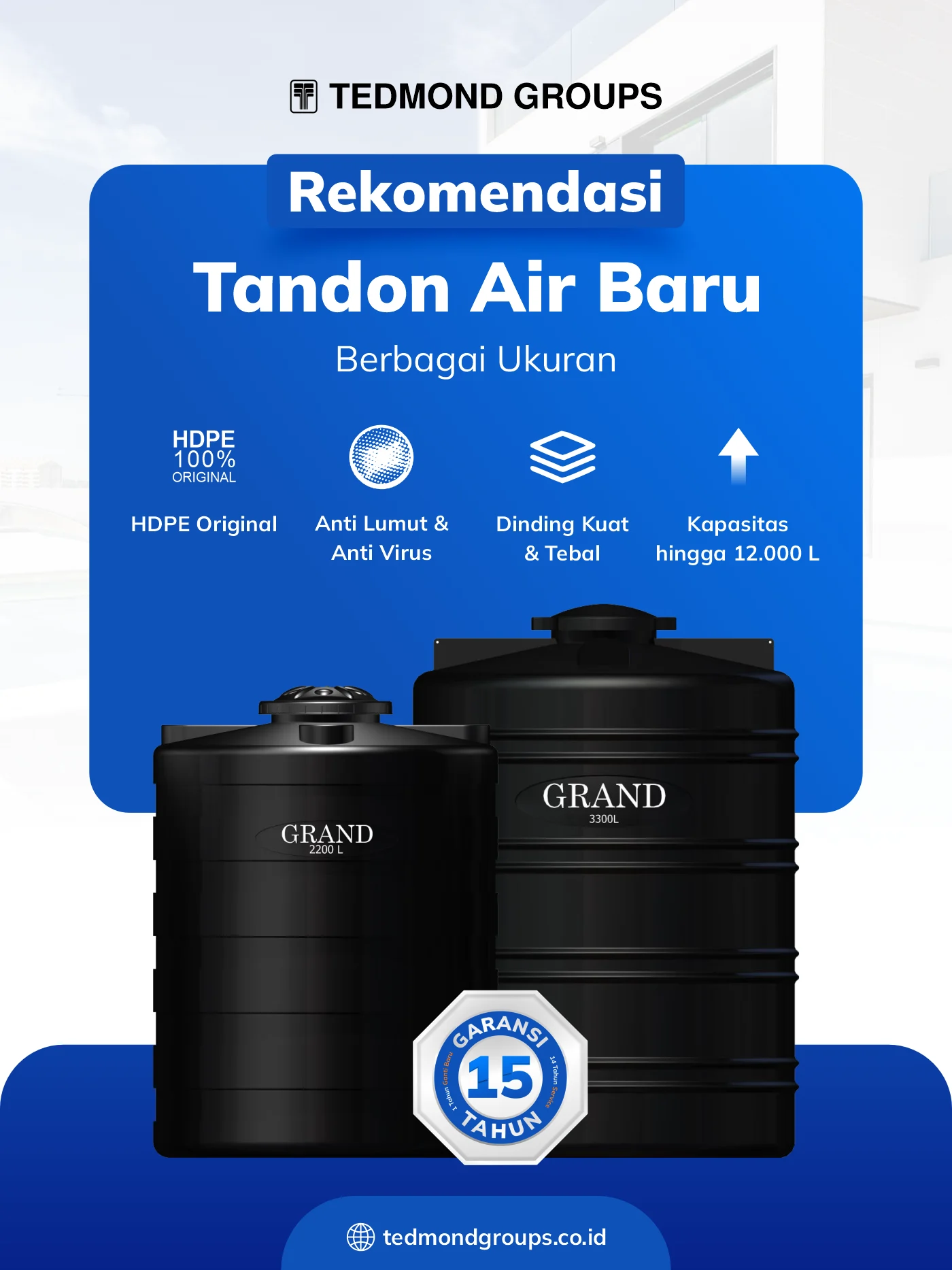 Rekomendasi tandon air baru berbagai ukuran