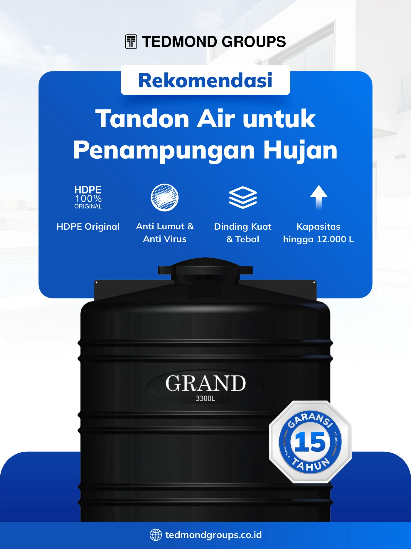 Rekomendasi tandon air untuk penampungan hujan