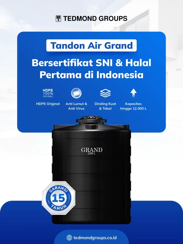 Tandon air grand berseterikdat sni dan halal pertama di indonesia