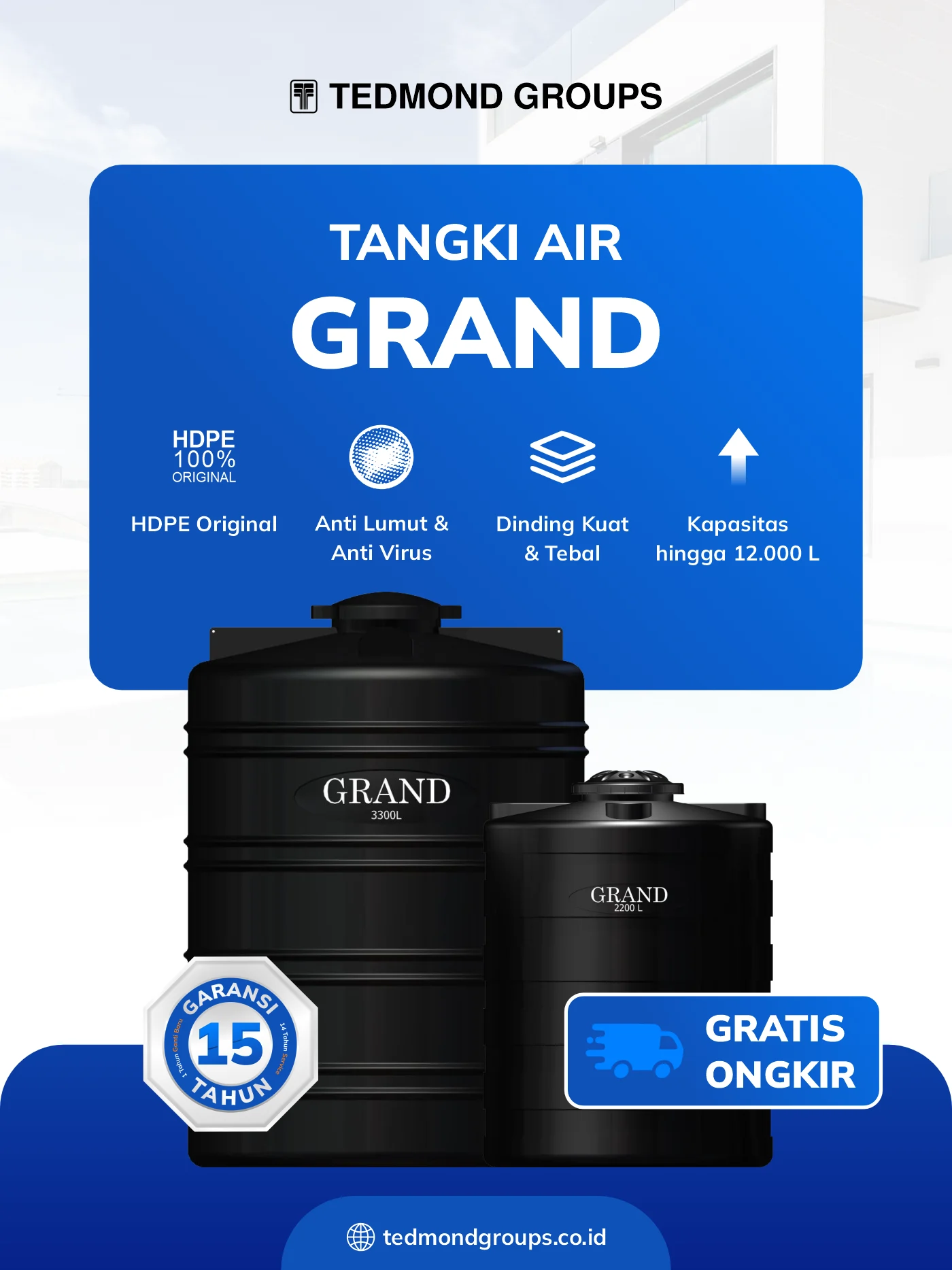 Kelebihan tangki air grand, free ongkir