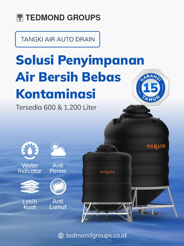 Tangki air auto drain, solusi penyimpanan air bersih bebas kontaminasi