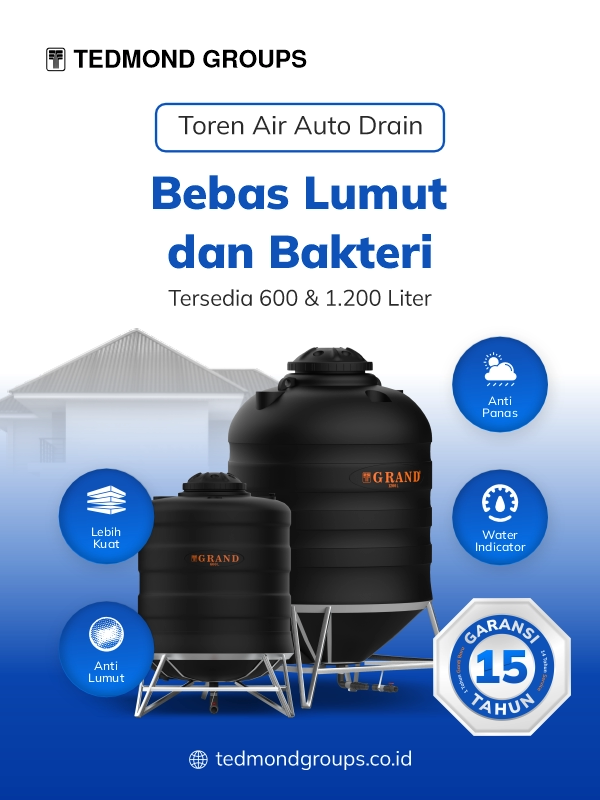 Gunakan Tandon Air Auto Drain Anti Bakteri Dan Lumut