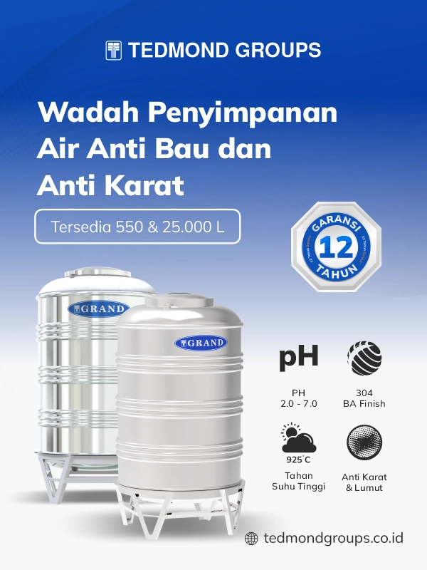Wadah penyimpanan air anti bau dan anti karat