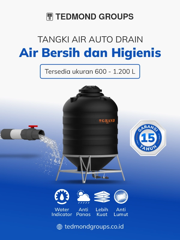 Tangki air auto drain grand, air bersih dan higienis