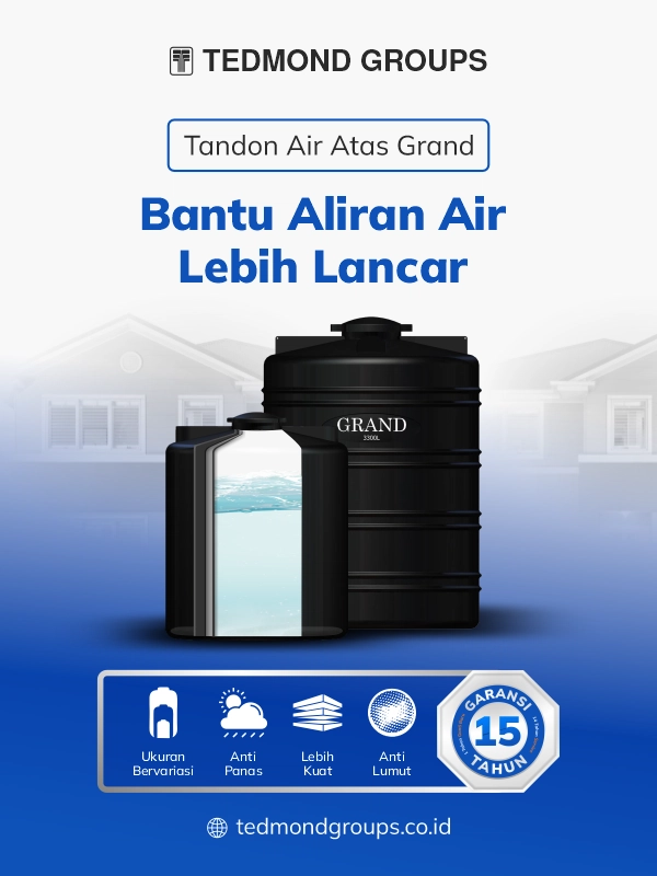 Tandon air atas grand, bantu aliran air lebih lancar