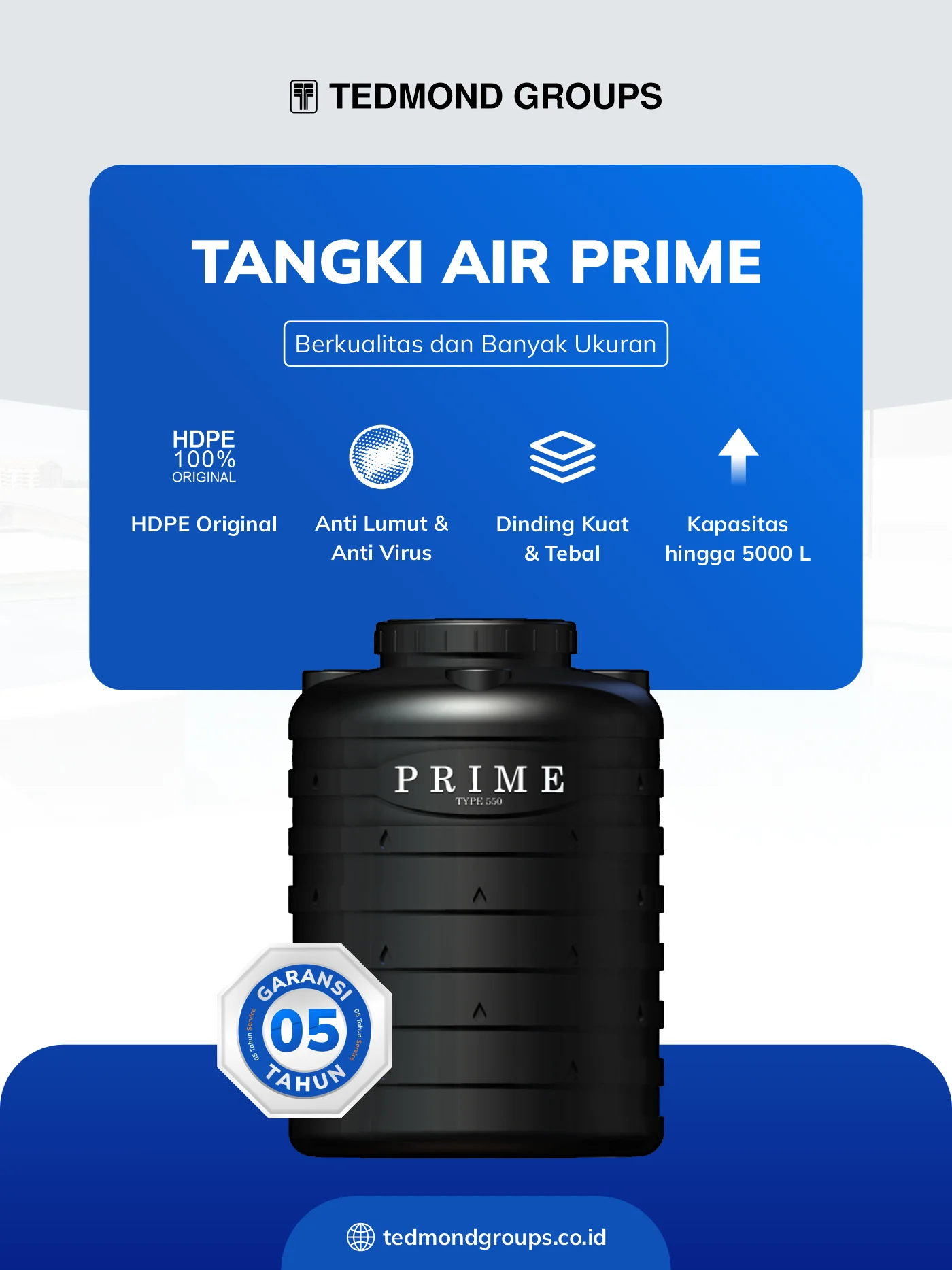 Toren air prime, berkualitas dan banyak ukuran