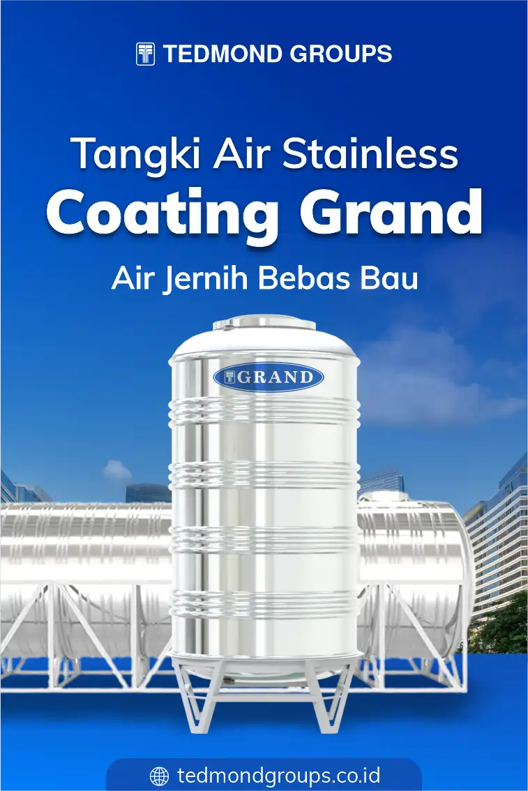 Tangki air stainless coating grand, air jernih bebas bau