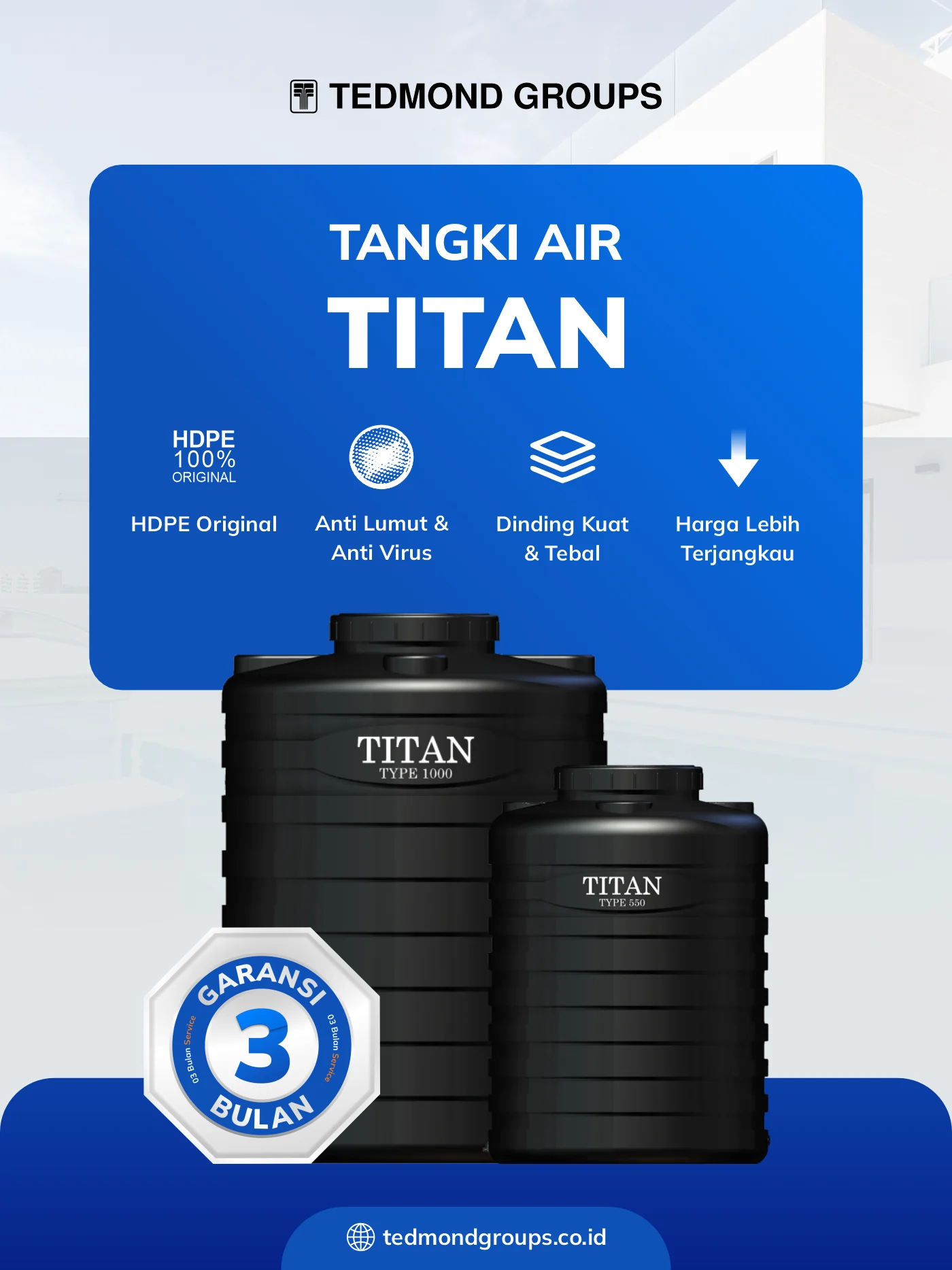 Toren air titan, kuat dan awet