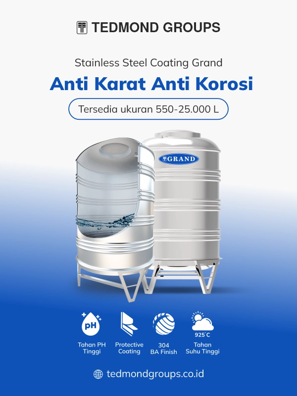 Toren air stainless coating grand, anti karat anti korosi