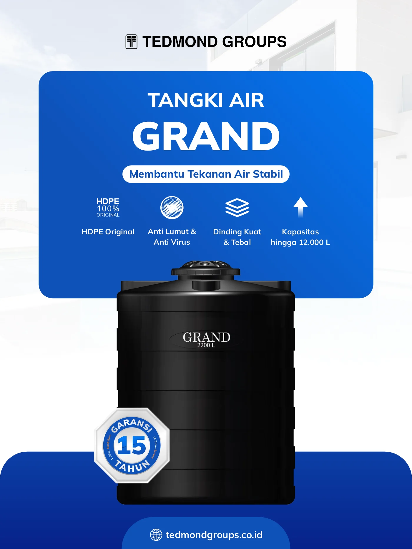 Tandon air grand, membantu tekanan air stabil