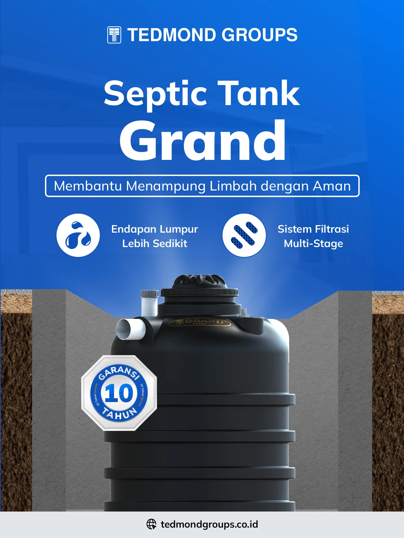 Septic tank grand, membantu menampung limbah dengan aman