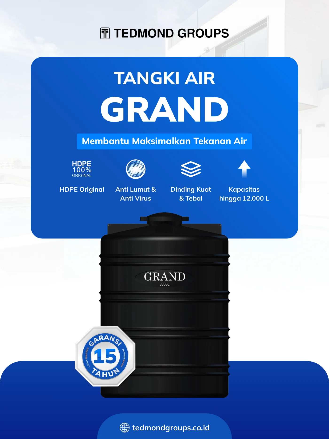 Toren air grand atas, membantu maksimalkan tekanan air