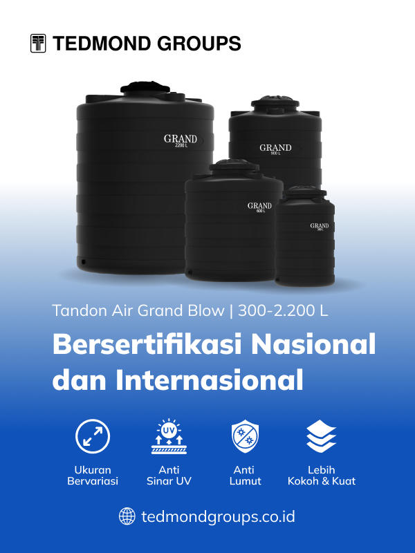 Tangki air grand blow, bersertifikasi nasional dan internasional