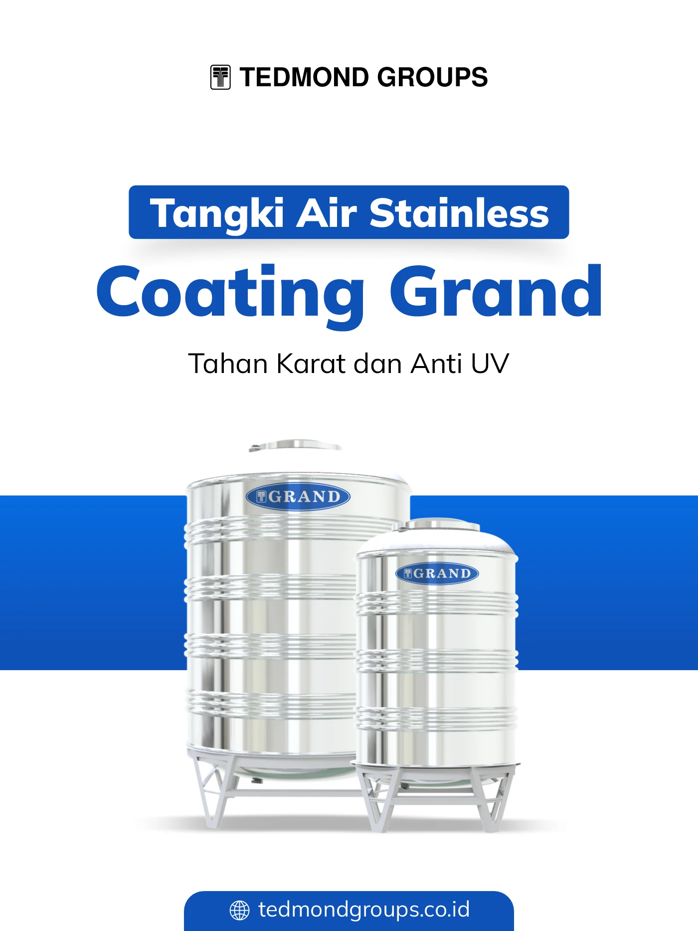 Tangki air coating grand, tahan karat dan anti uv