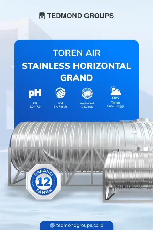 Toren Air Stainless Horizontal Grand, Untuk Are Terbatas