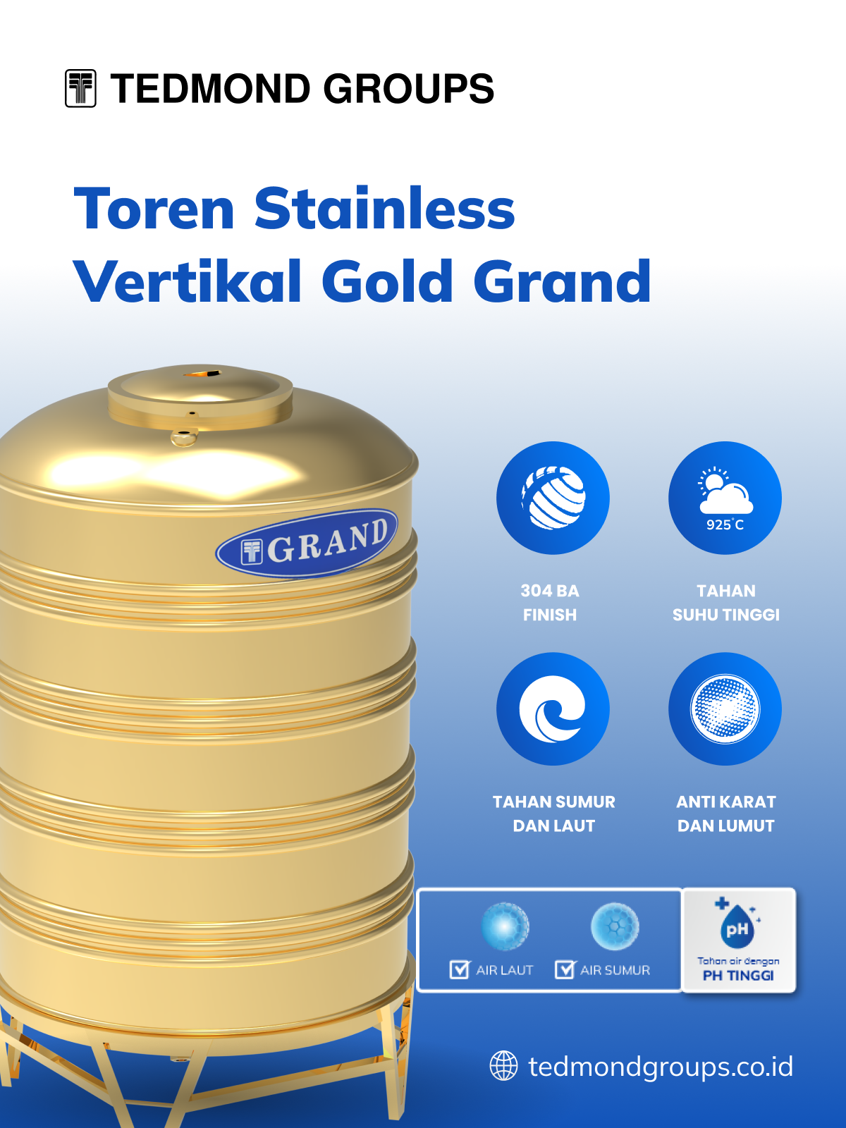 Keunggulan Pakai Toren Stainless Vertikal Gold Grand
