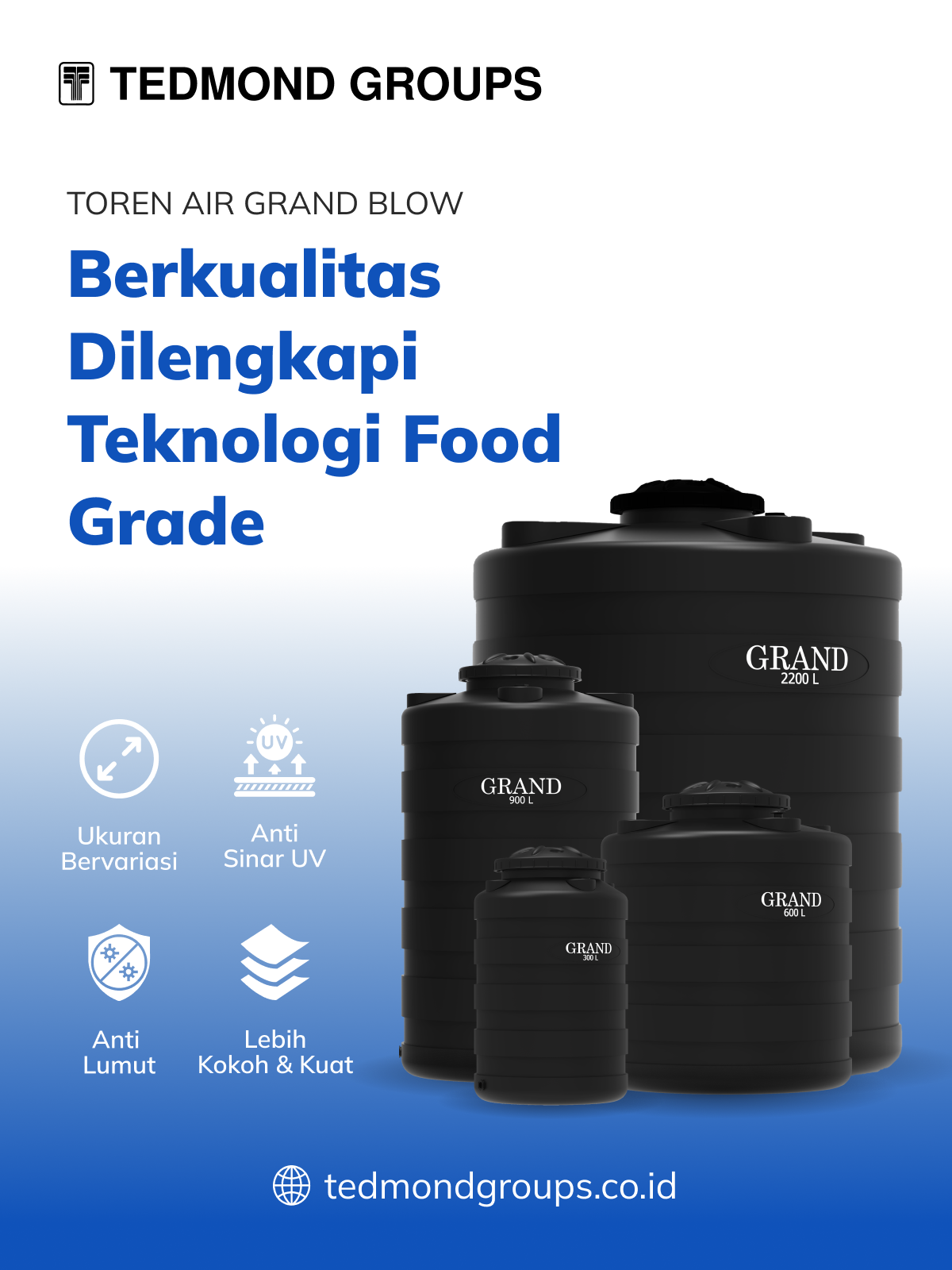 Toren Air Grand Blow, Berkualitas Dilengkapi Teknologi Food Grade