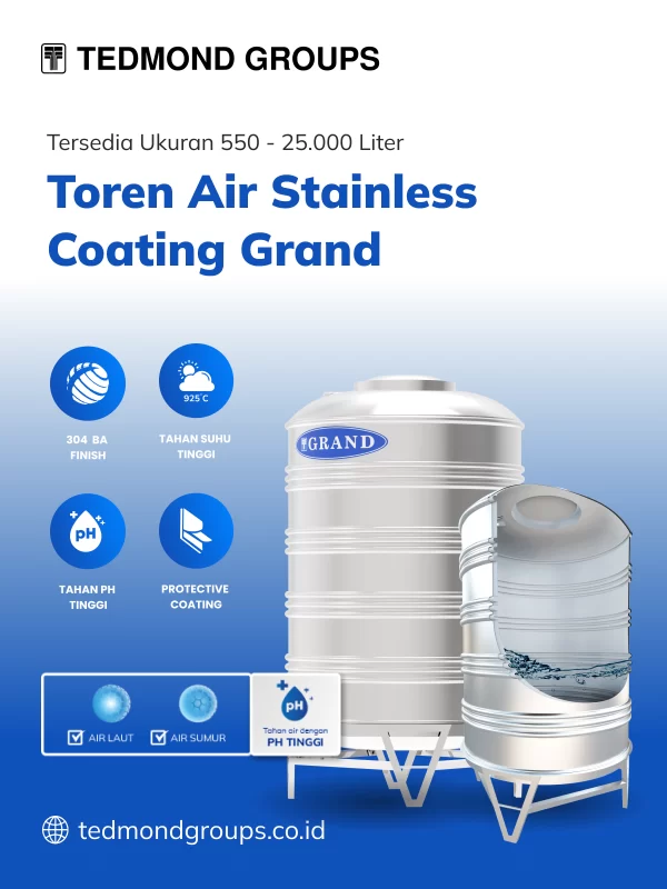 Pakai Tangki Stainless Coating Grand Anti Lumut