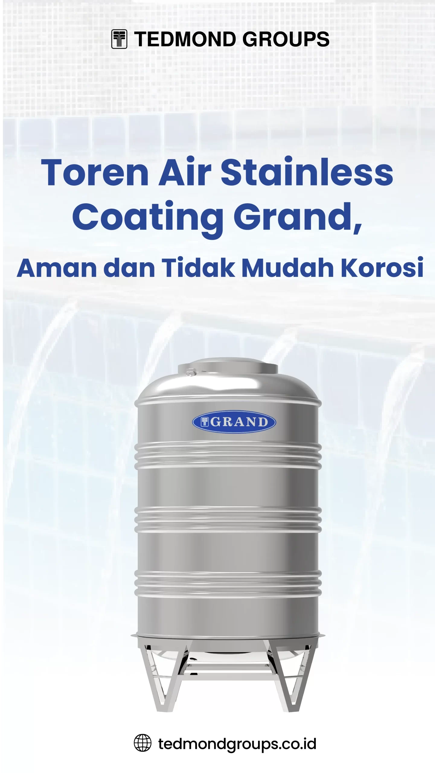 Toren Air Stainless Coating Grand, Aman dan Tidak Mudah Korosi