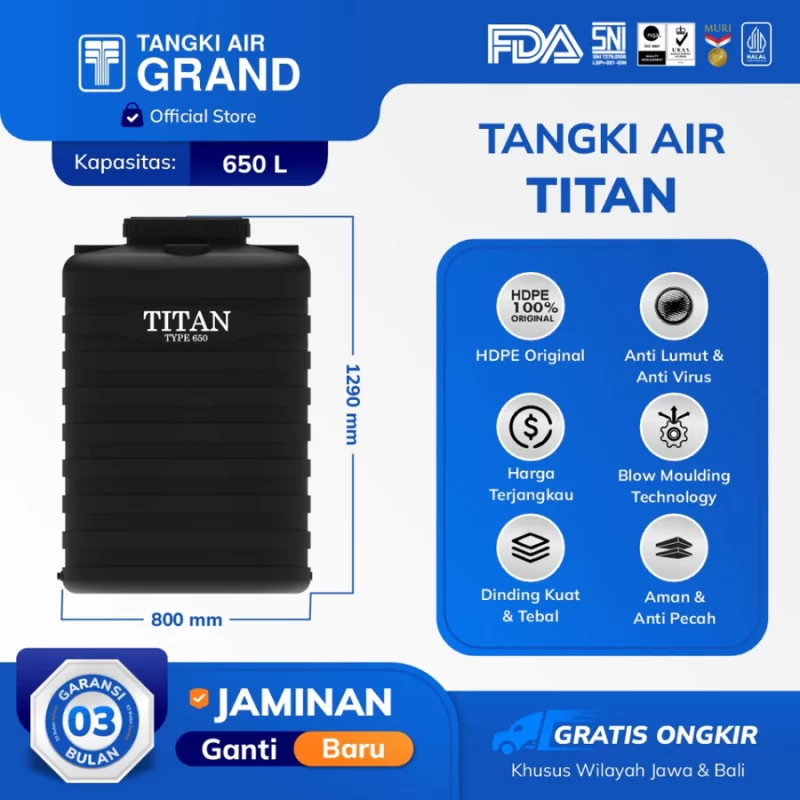 Tangki Toren Tandon Titan 650 Liter