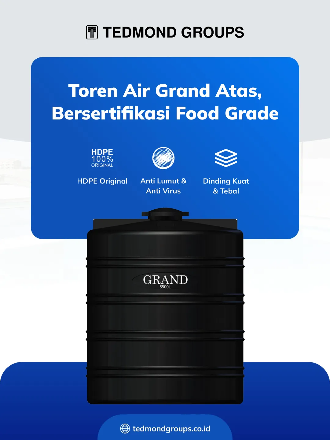 Toren Air Grand Atas, Bersertifikasi Food Grade