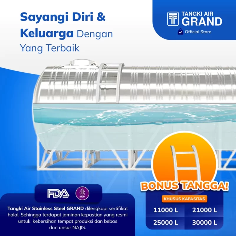 Tangki Toren Tandon Air Stainless Steel Horizontal Grand - sayangi diri keluarga