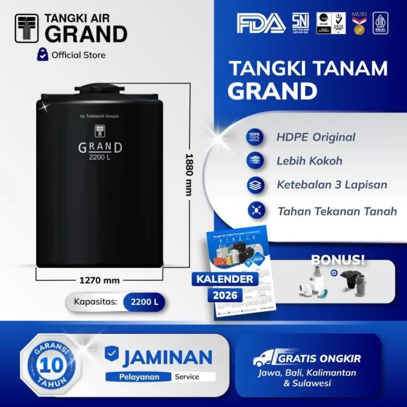 Tangki Toren Tandon Tanam Grand - 2200 Liter