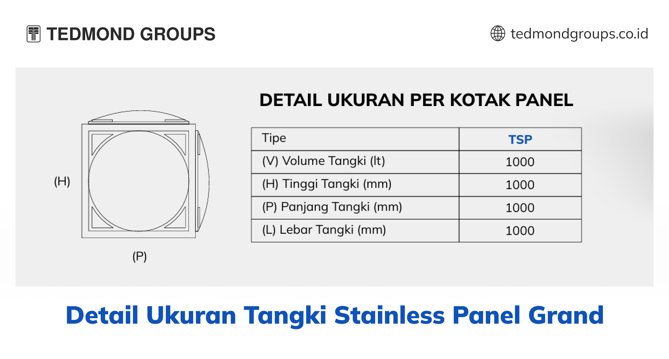 Detail Ukuran Tangki Stainless Panel Grand