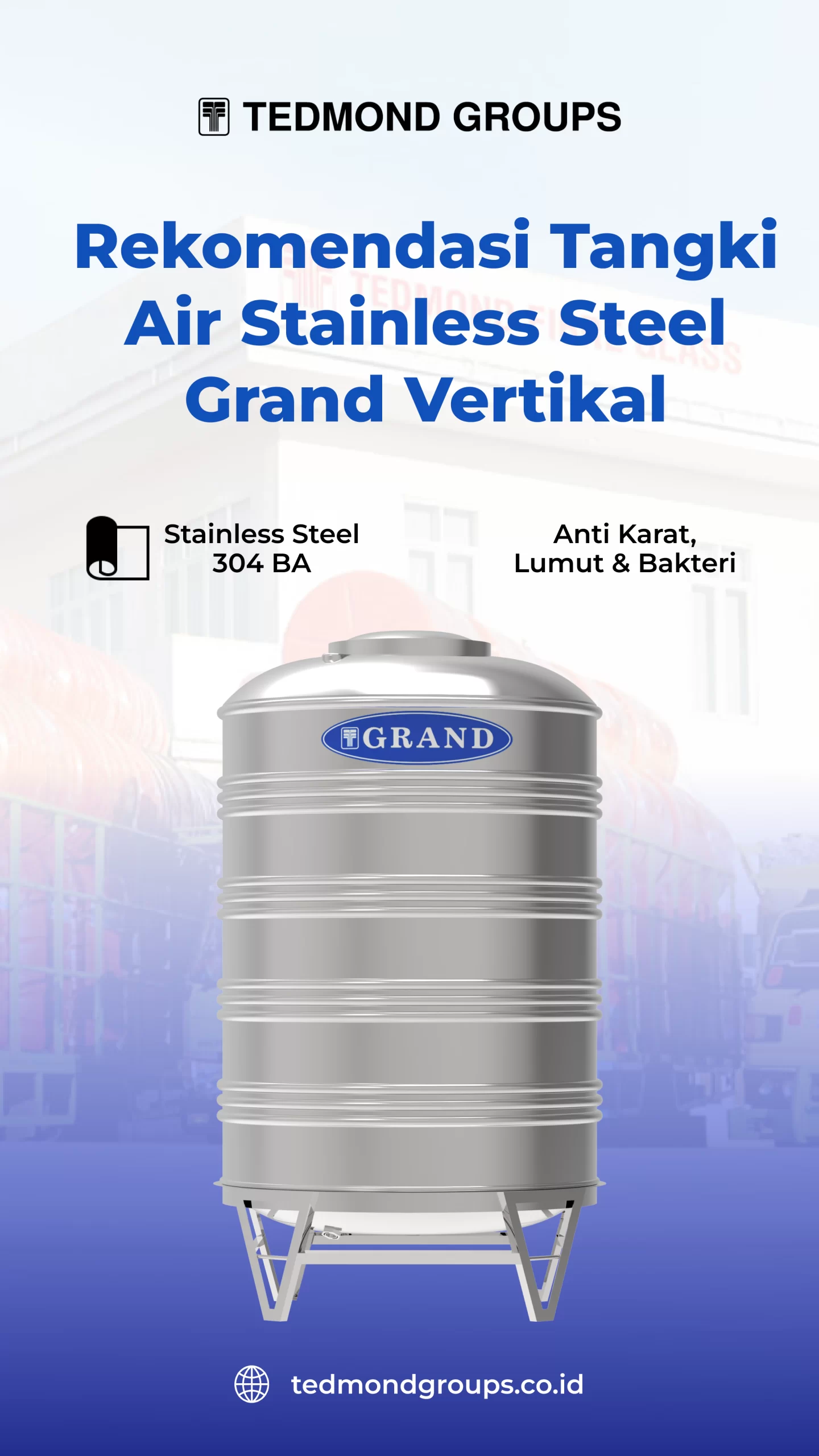Rekomendasi Tangki Air Stainless Steel Grand Vertikal