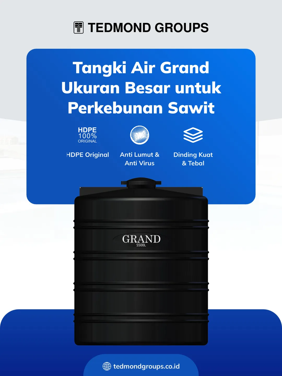 Tangki Air Grand Ukuran Besar untuk Perkebunan Sawit