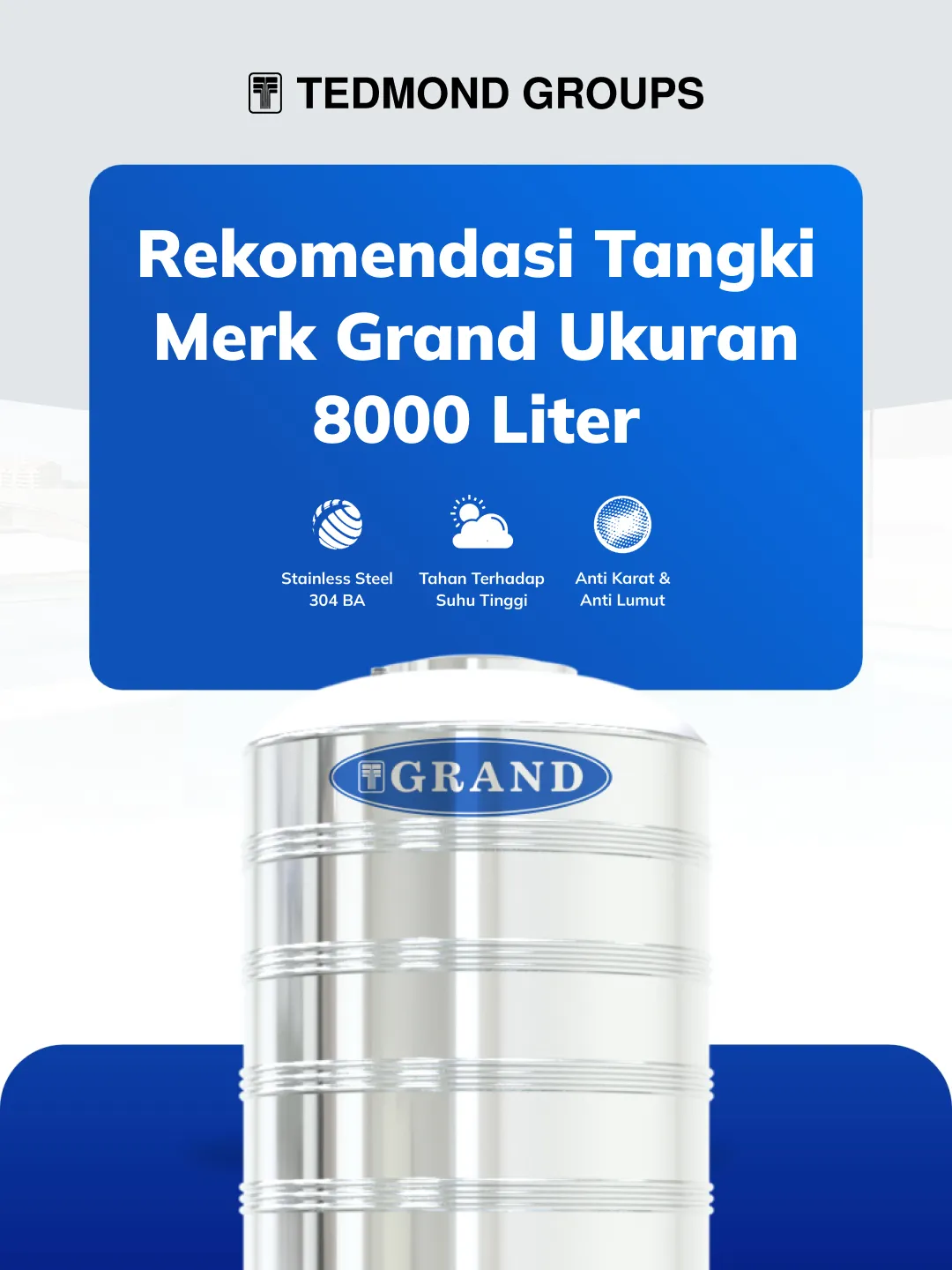 Rekomendasi Tangki Merk Grand Ukuran 8000 Liter