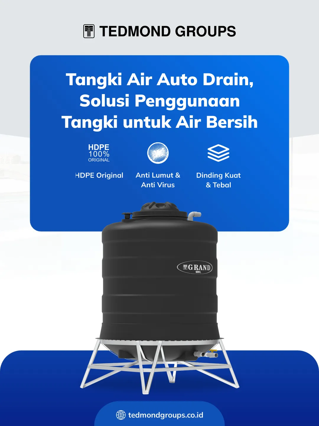 Tangki air auto drain solusi penggunaan tangki untuk air bersih 1x