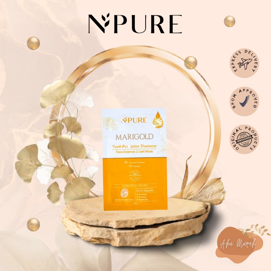 NPURE Marigold Sheet Mask untuk Perawatan Wajah Mingguan