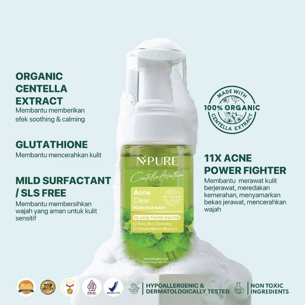 Facial Wash Anti Jerawat Non SLS | NPURE Cica Cleanser 3