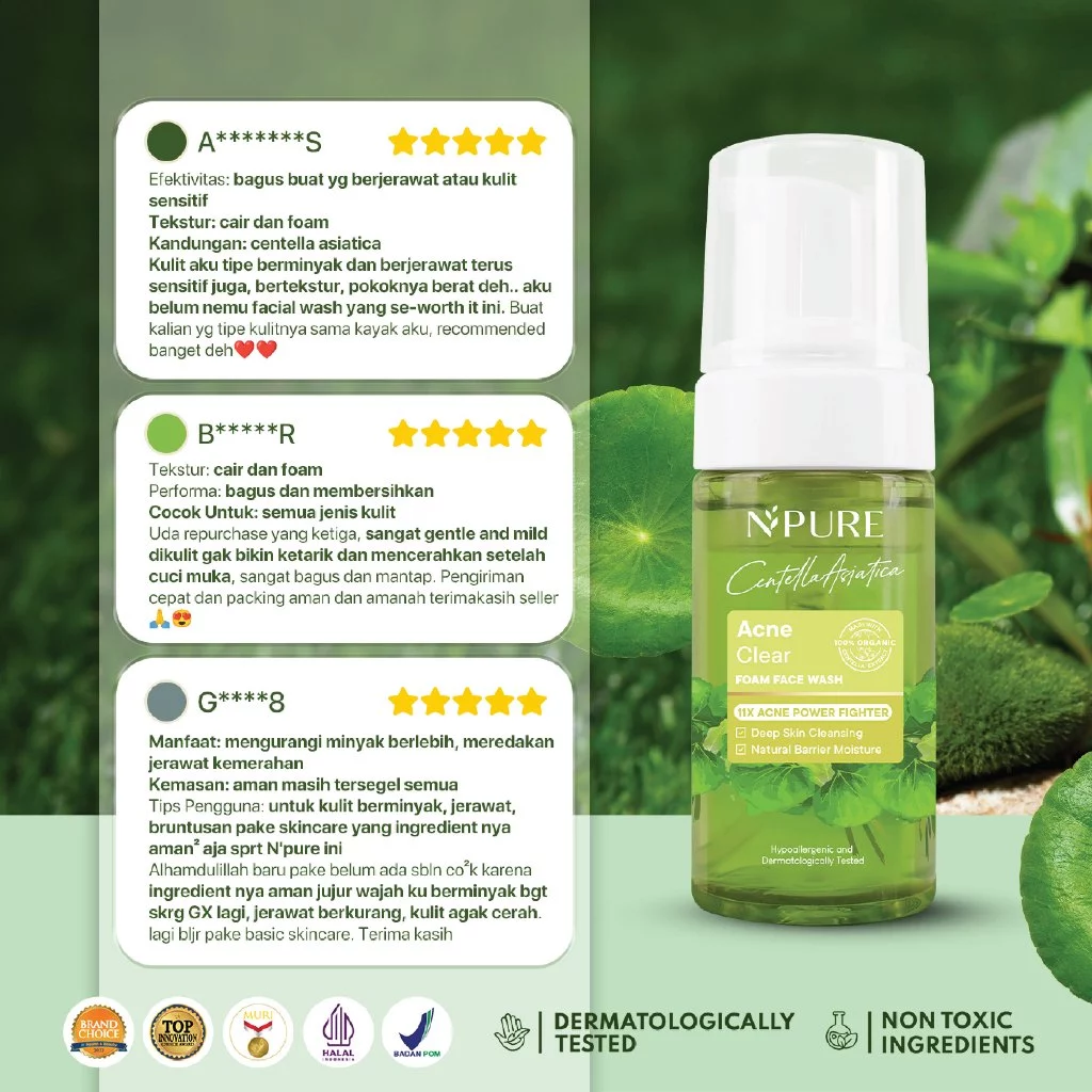 Facial Wash Anti Jerawat Non SLS | NPURE Cica Cleanser 8