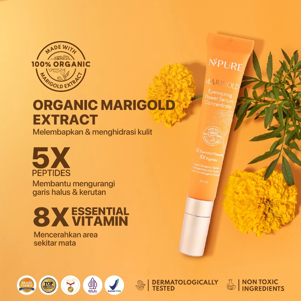 NPURE Marigold Eye Serum untuk Mata Panda Kerutan dan Kantong Mata 2