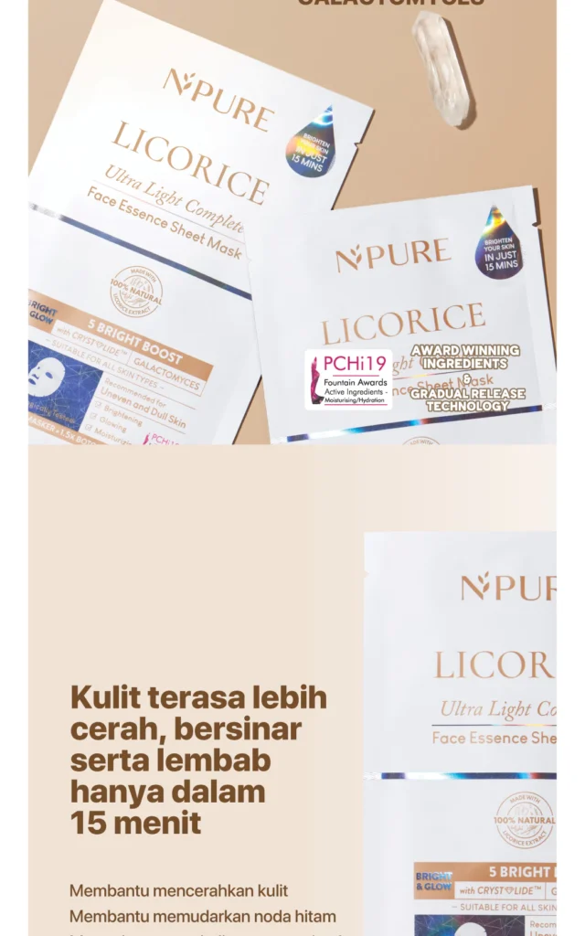 Sheet mask Licorice untuk mencerahkan kulit kusam