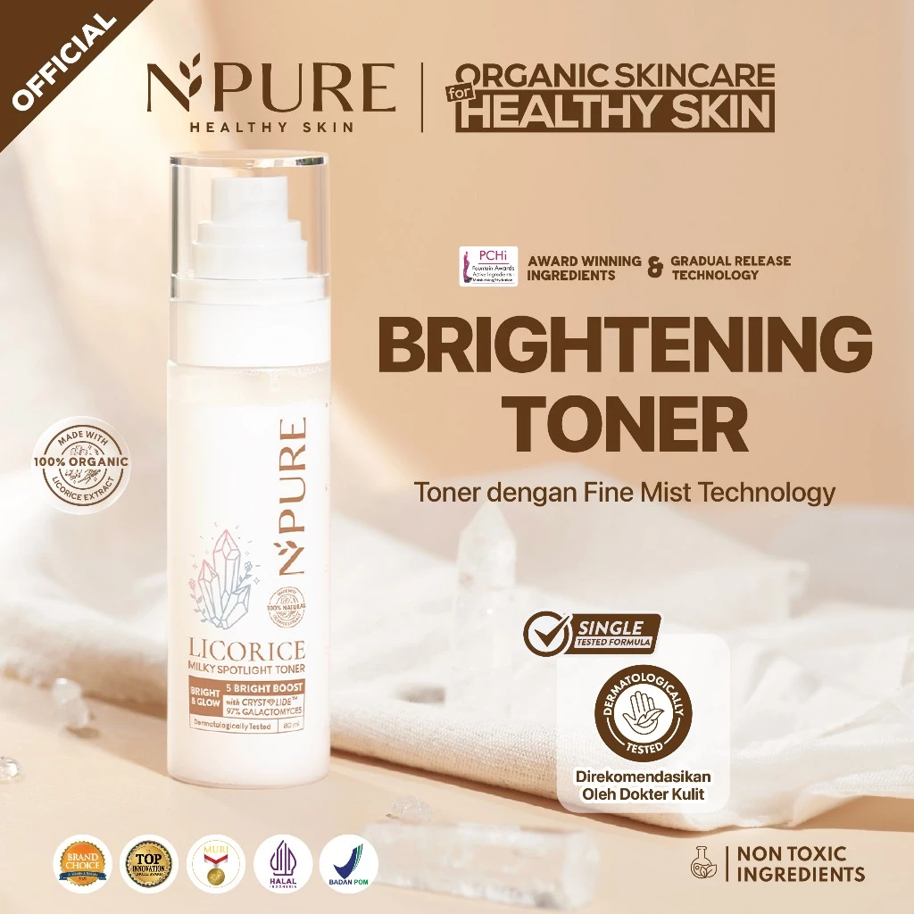 Brightening Toner Fine Mist NPURE Licorice untuk Kulit Glowing