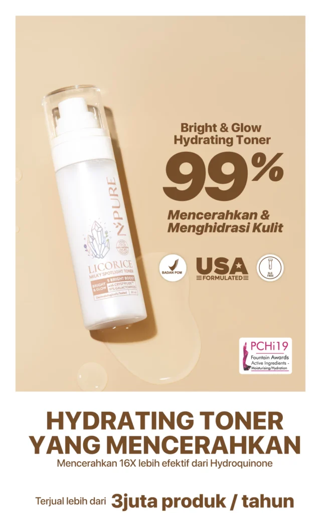 Brightening toner fine mist untuk warna kulit tidak merata
